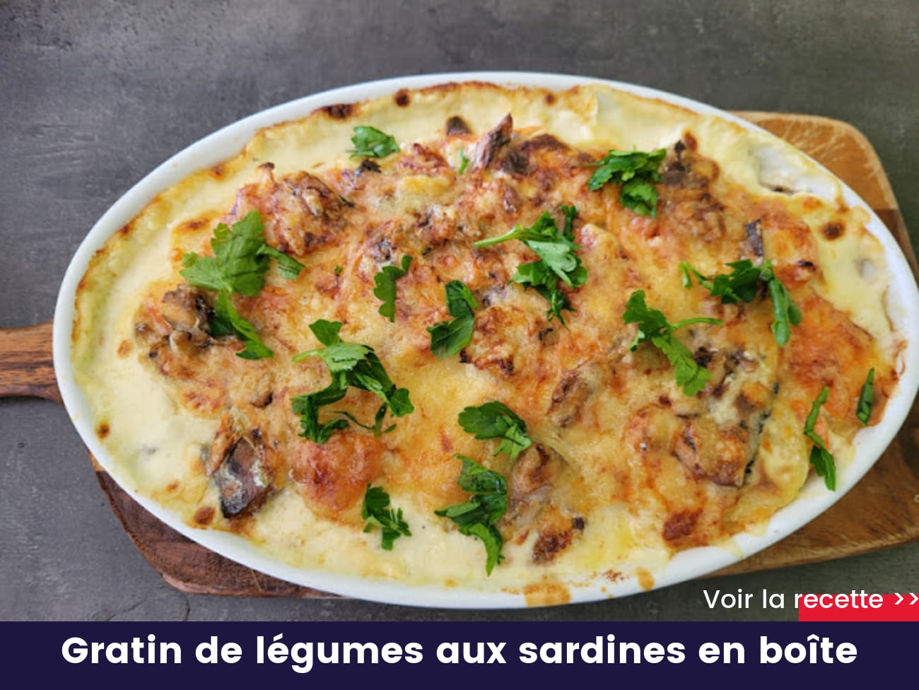 Gratin de légumes aux sardines en boîte